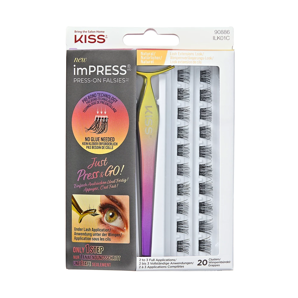 Kiss - ImPRESS Press On Falsies Natural Kit 01 False lashes 20 pcs på KICKS.no