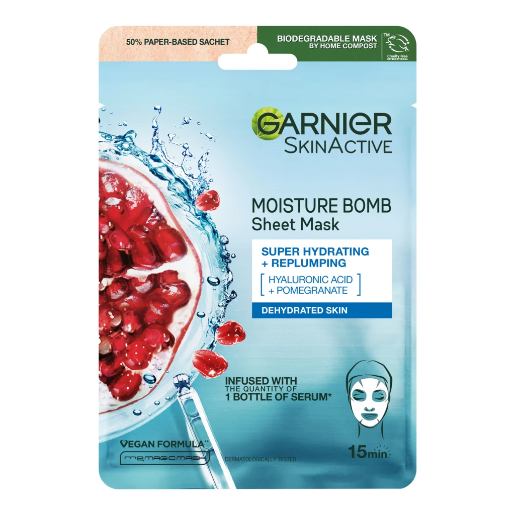 Garnier - Skin Active Moisture Bomb Super-Hydrating and Energizing Sheet Mask på KICKS.se
