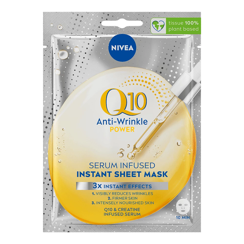 NIVEA - Q10 Anti-Wrinkle Power Sheet Mask Q10 Serum Infused Firming Sheet Mask på KICKS.no