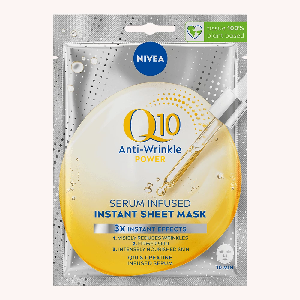 Q10 Anti-Wrinkle Power Sheet Mask Q10 Serum Infused Firming Sheet Mask