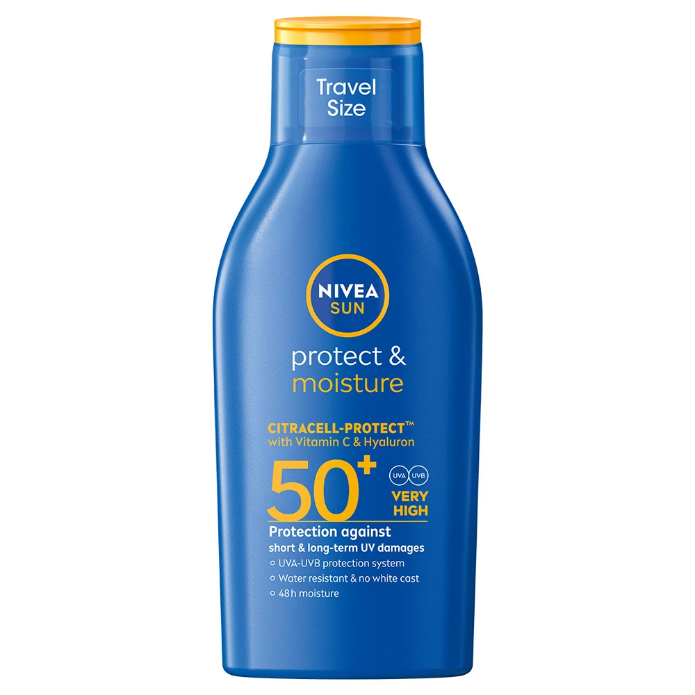 NIVEA - Protect & Moisture Sun Lotion SPF50+ Travel Size 100 mlosoitteessa Kicks.fi