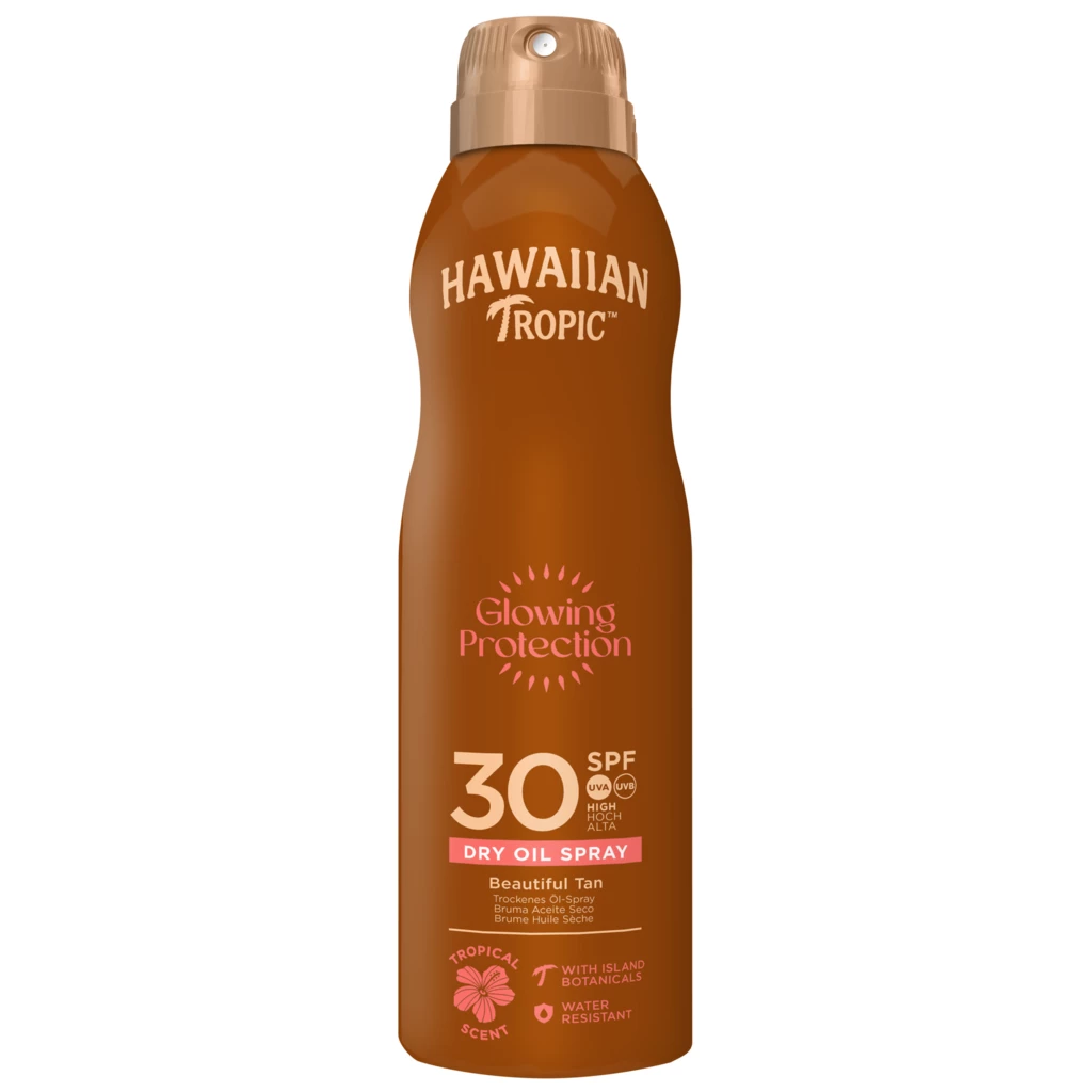 Hawaiian Tropic - Glowing Protection Oil C-Spray SPF30 177 mlosoitteessa Kicks.fi