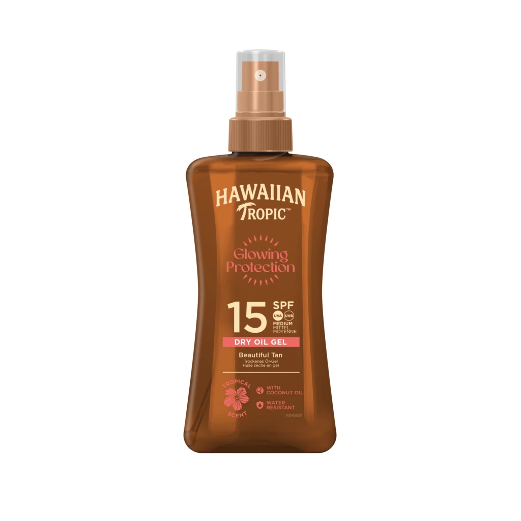 Hawaiian Tropic - Glowing Protection Dry Oil Spray SPF15 200 ml på KICKS.no