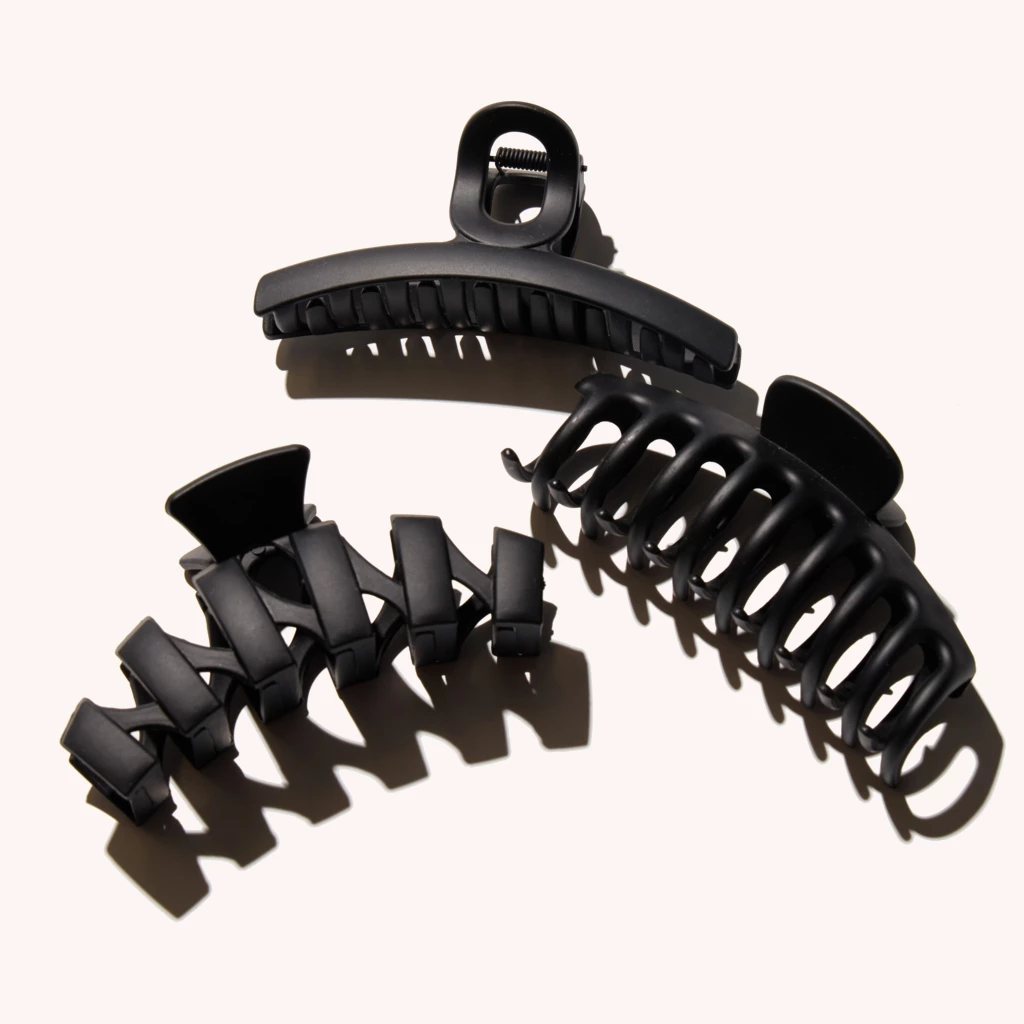 Medium Bold Claw Hair Clips 3 Pack Black
