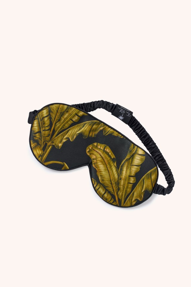 Sleeping Mask 100% Mulberry Silk Tropical Black