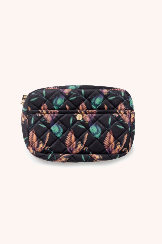Beauty Bag Medium Black Hummingbird Velvet