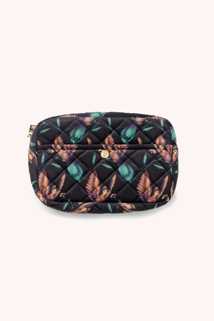 Beauty Bag Medium Black Hummingbird Velvet