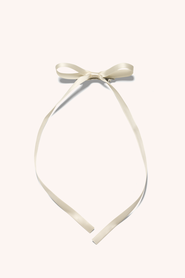 Mini Hair Clip With Bow White Mini Hair Clip With Bow White