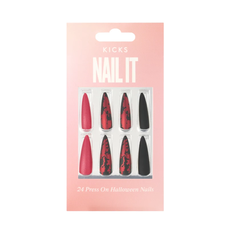 KICKS Beauty - Press On Nails Halloween Black/Redosoitteessa Kicks.fi