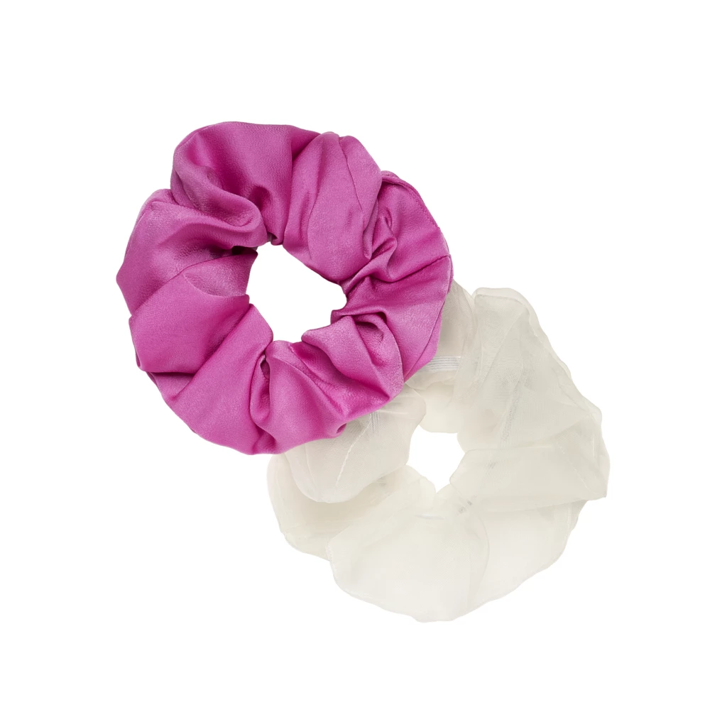 KICKS Beauty - Large Hair Scrunchies 2-set Pink/White på KICKS.no