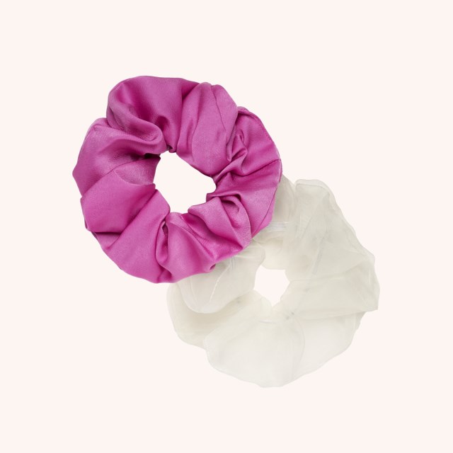 Large Hair Scrunchies 2-set Pink/White Large Hair Scrunchies 2-set Pink/White