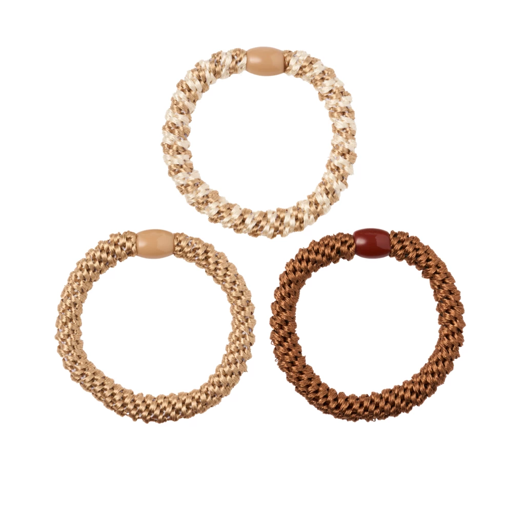 KICKS Beauty - Woven Hair Ties 3-pack Brownosoitteessa Kicks.fi