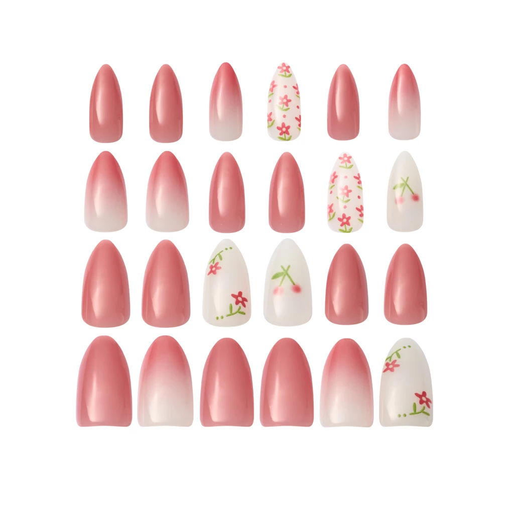 KICKS Beauty - 24 Press On Cherry Nails på KICKS.no