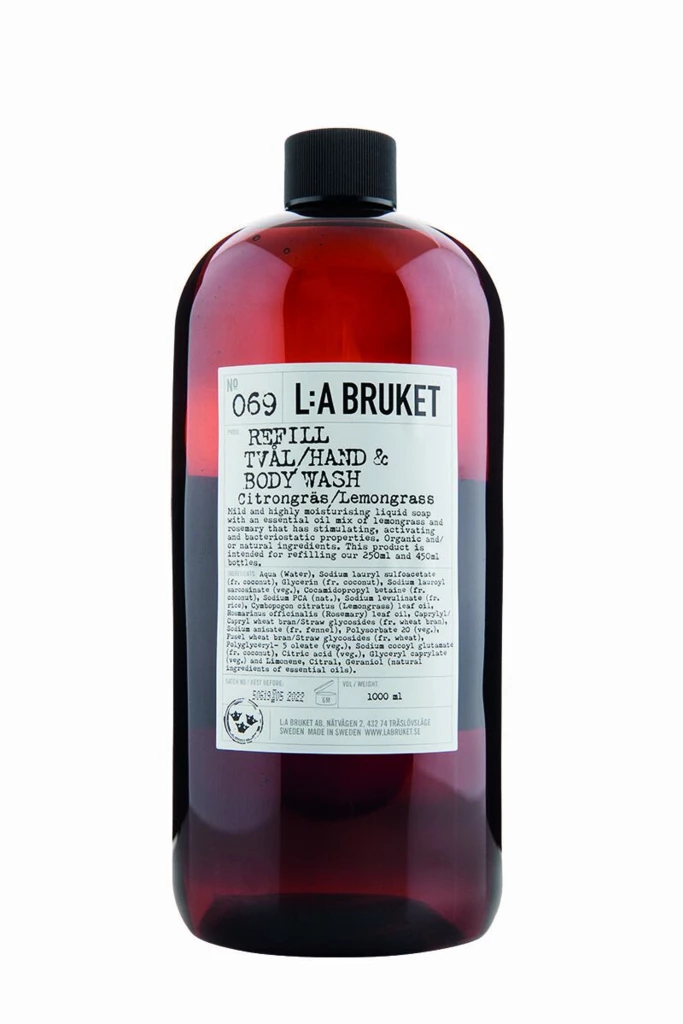 L:a Bruket - 069 Hand & Body Wash Lemongrass Refill 1000 ml på KICKS.no
