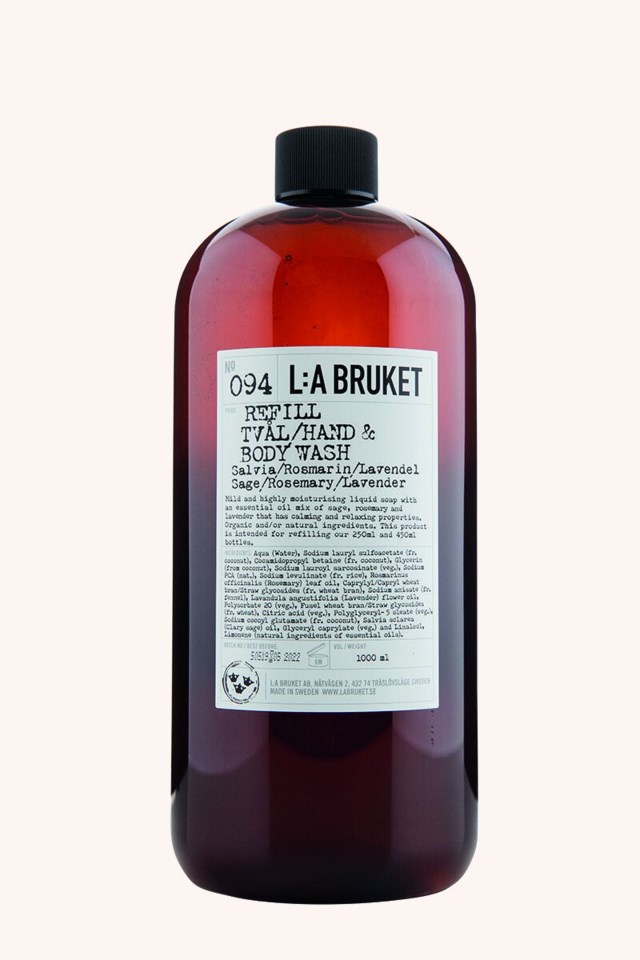 094 Hand & Body Wash Sage/Rosemary/Lavender Refill 1000 ml 094 Hand & Body Wash Sage/Rosemary/Lavender Refill 1000 ml