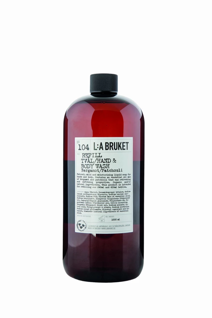 L:a Bruket - 104 Hand & Body Wash Bergamot/Patchouli Refill 1000 ml på KICKS.no