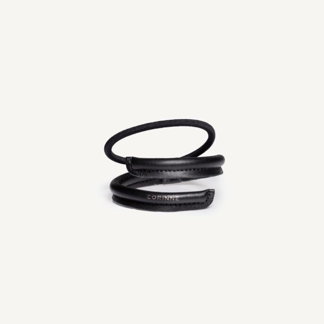 Leather Band Short Narrow Bendable Black