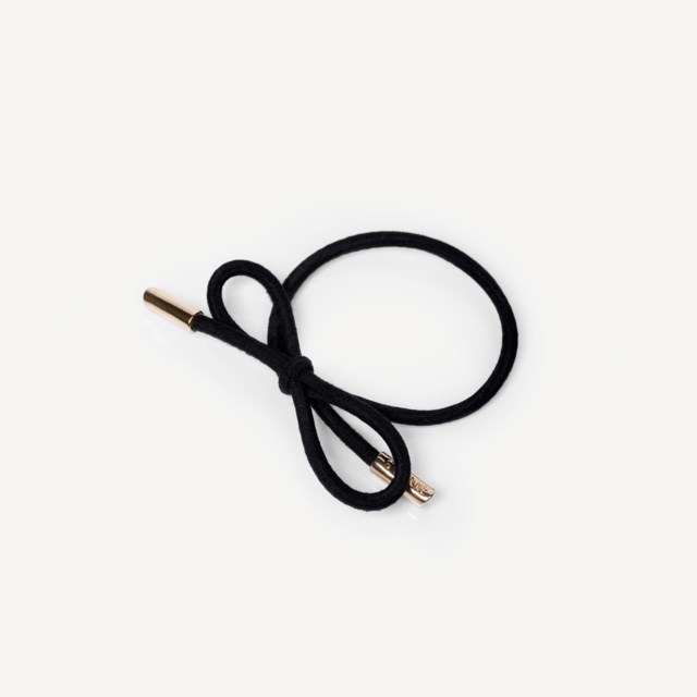 Hair Tie Bow Metal Plain Black