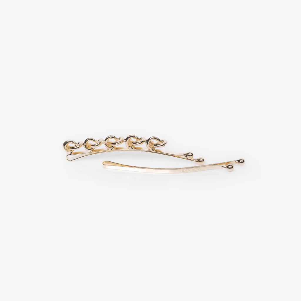 Corinne - Hair Slider 5 Knots & Plain 2-Pack Gold på KICKS.se