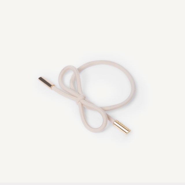 Hair Tie Bow Metal Plain Cream