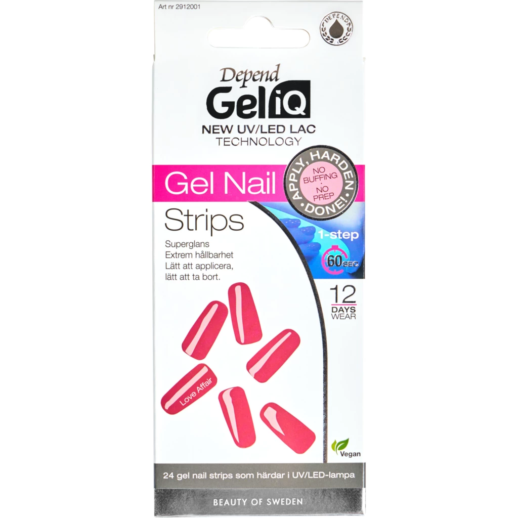 Depend - Gel iQ Gel Nail Strips Semi Cured 001 Love Affair på KICKS.se