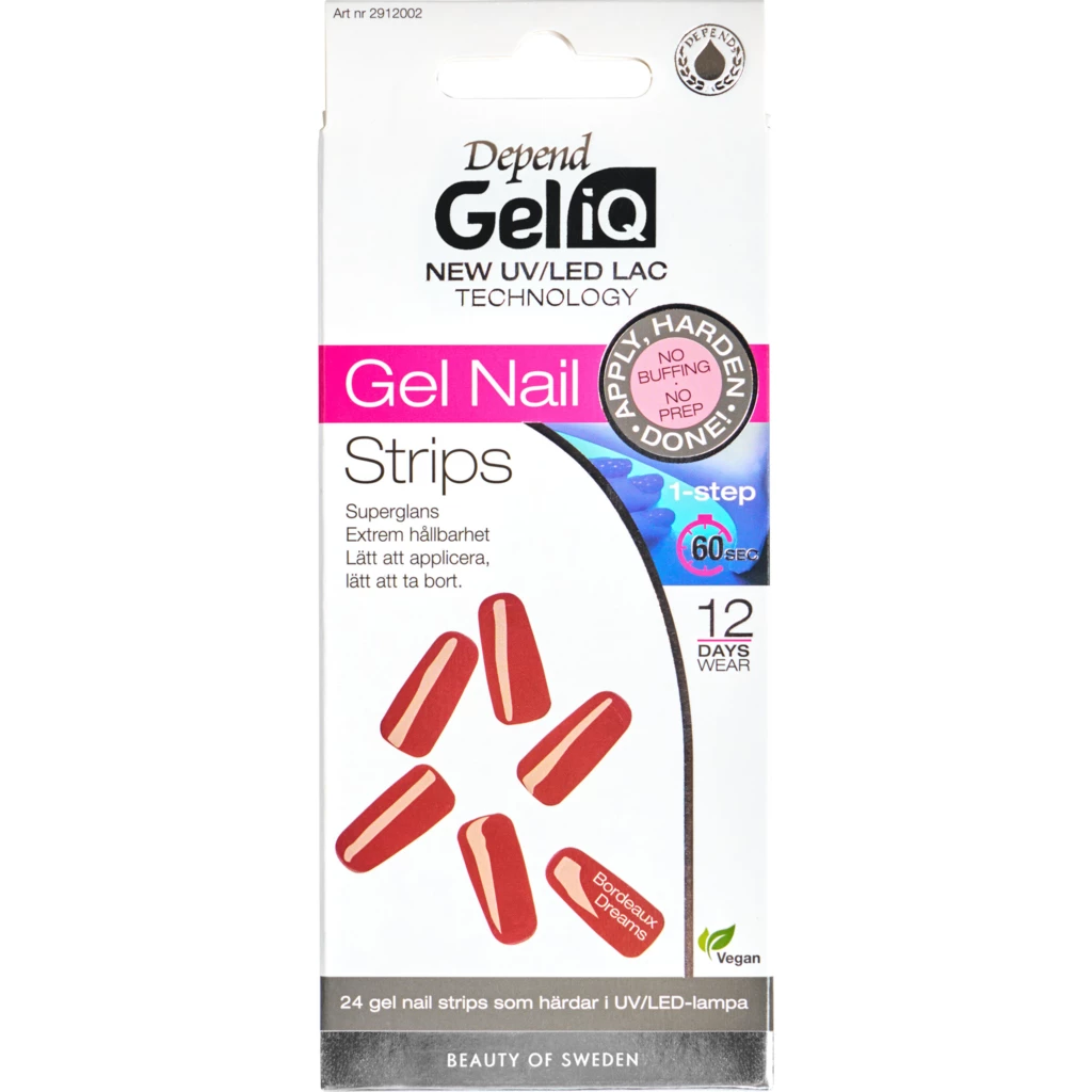 Depend - Gel iQ Gel Nail Strips Semi Cured 002 Bordeaux Dreams på KICKS.se