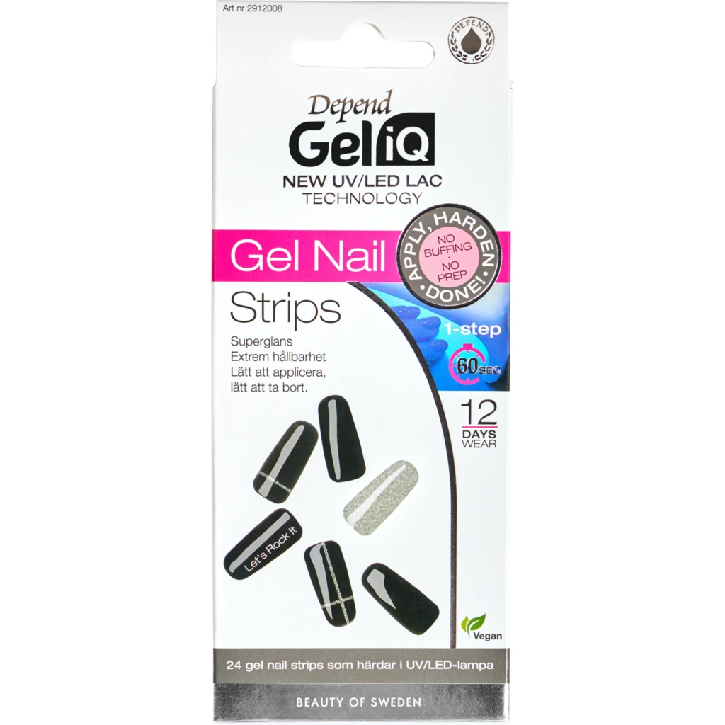 Depend - Gel iQ Gel Nail Strips Semi Cured 008 Let's Rock It på KICKS.se