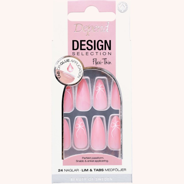 Design Selection Almond Artificial Nail Perfect Bow