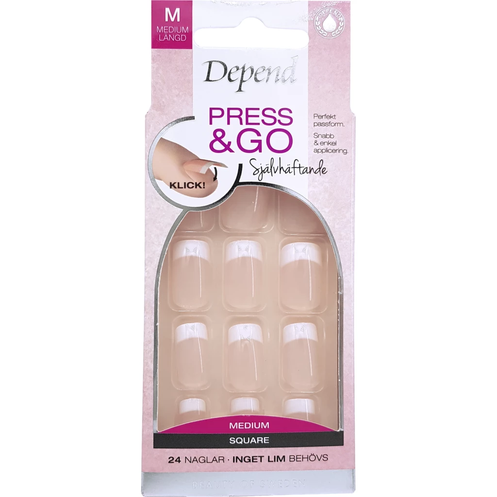 Depend - Press & Go French Look Medium Square Pink på KICKS.no