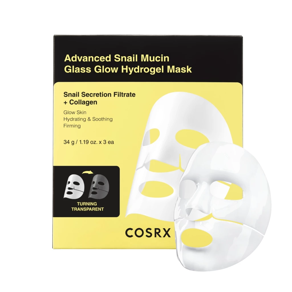 COSRX - Advanced Snail Mucin Glass Glow Hydrogel Mask 3 x 34 ml på KICKS.no